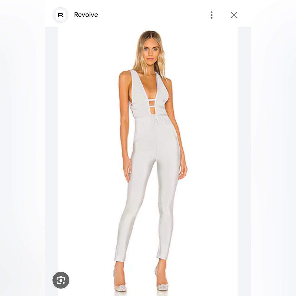 superdown Light Gray Plunging Crossback Jumpsuit … - image 1